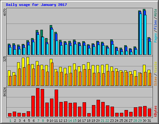 Daily usage for January 2017